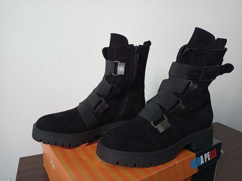 Ghete dama Milana nr 37, piele intoarsa, velur