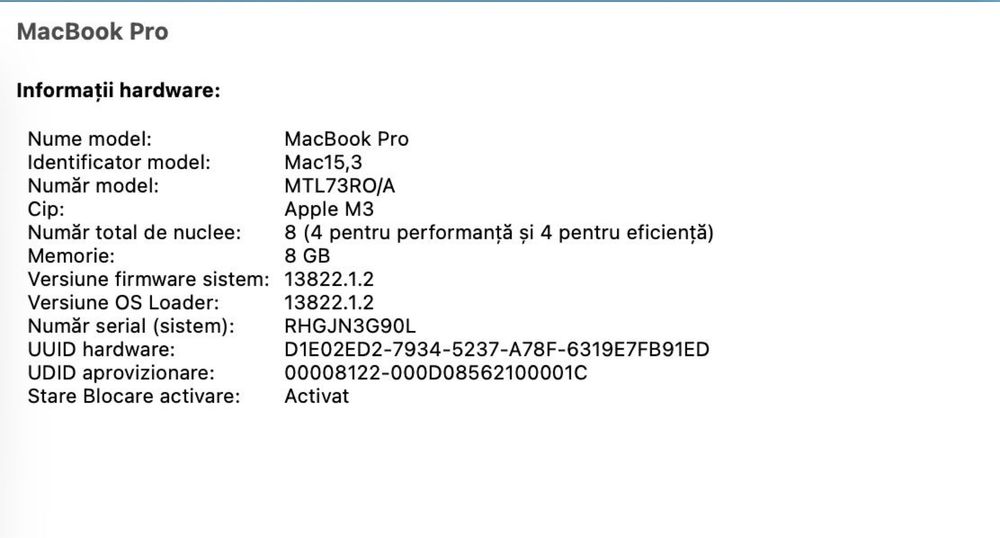 Macbook pro 14 M3 8gb ram