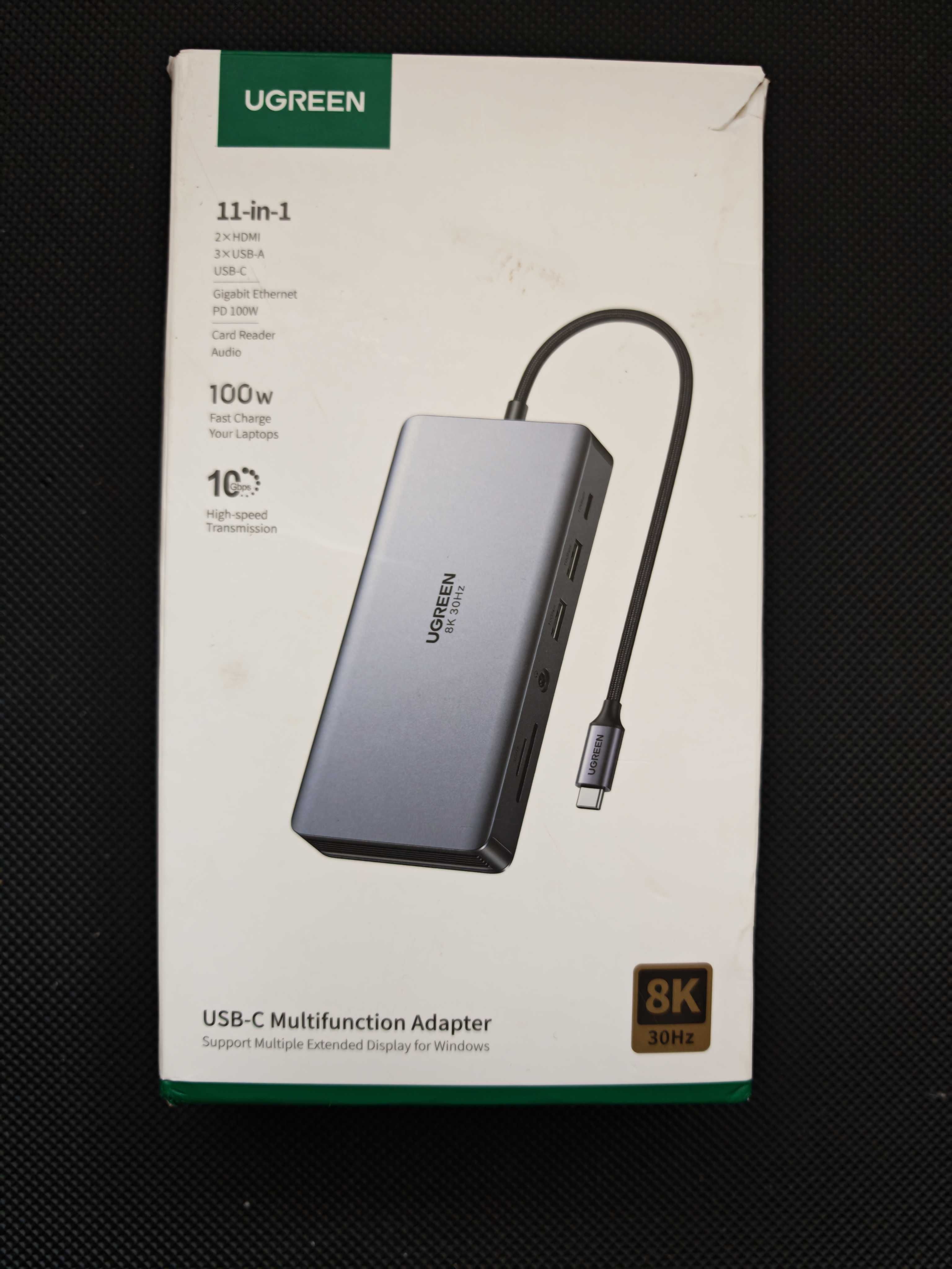 UGREEN CM681 USB-C хъб, 11 порта, 4K&8K, Ethernet, сив