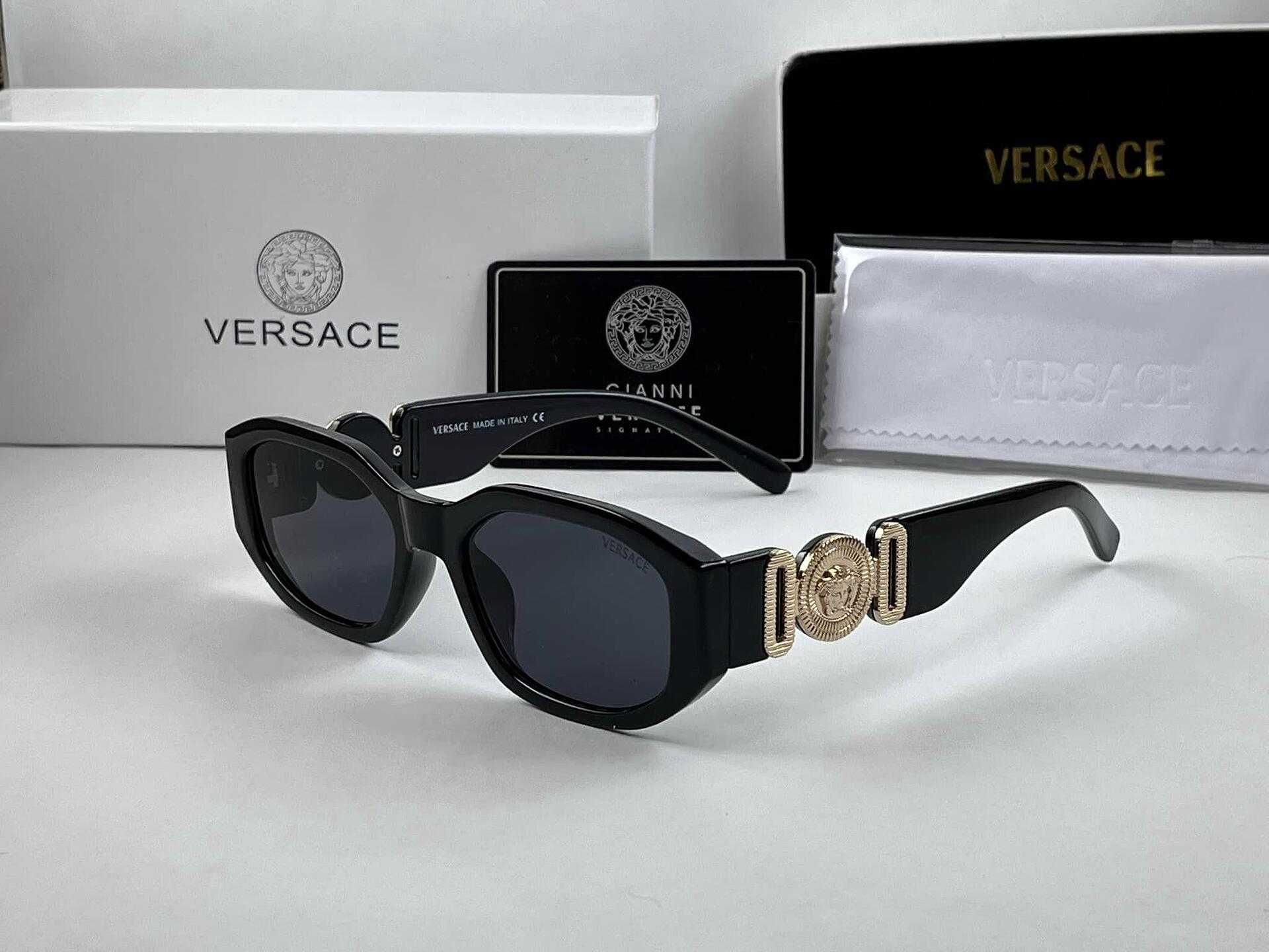Слънчеви Очила Versace Sunglasses Правоъгълни Черни Версачи УВ400 CE F