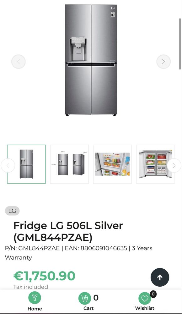 Frigider Side by side 4 usi LG 506L GML844PZAE