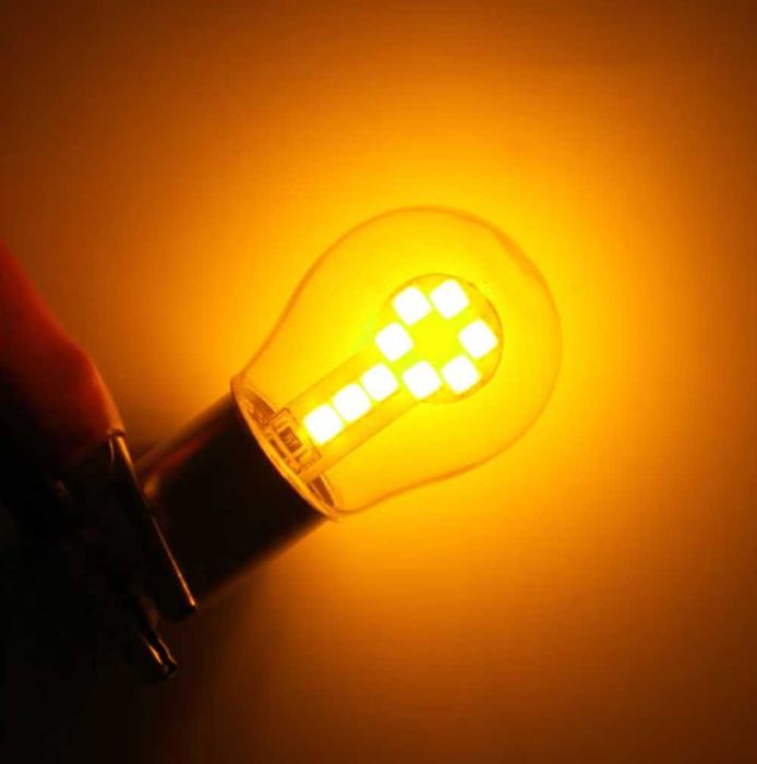 LED диодни крушки 2бр за мигач, PY21W - 18 диода