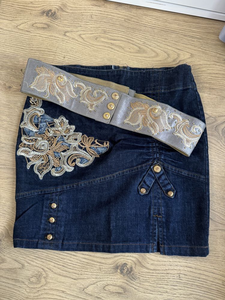 Fustă din denim cu flori