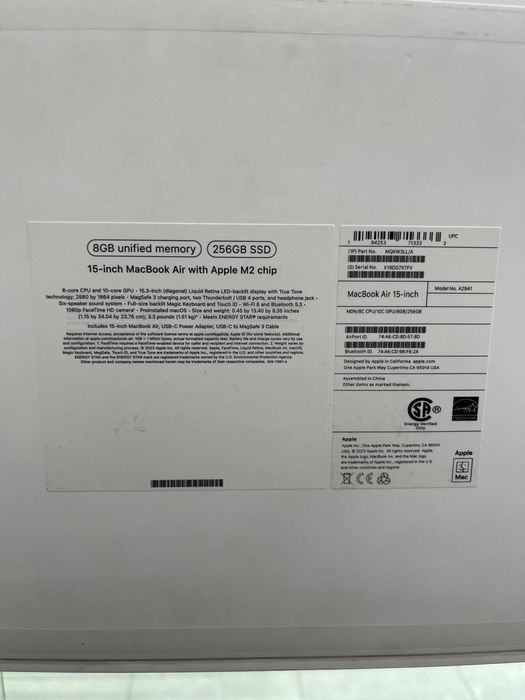 Macbook Air 15 M2 8/256gb 100%  14 цикл