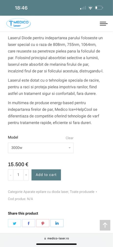 Aparat epilare definitiva laser dioda NOU , Medico Ice Laser