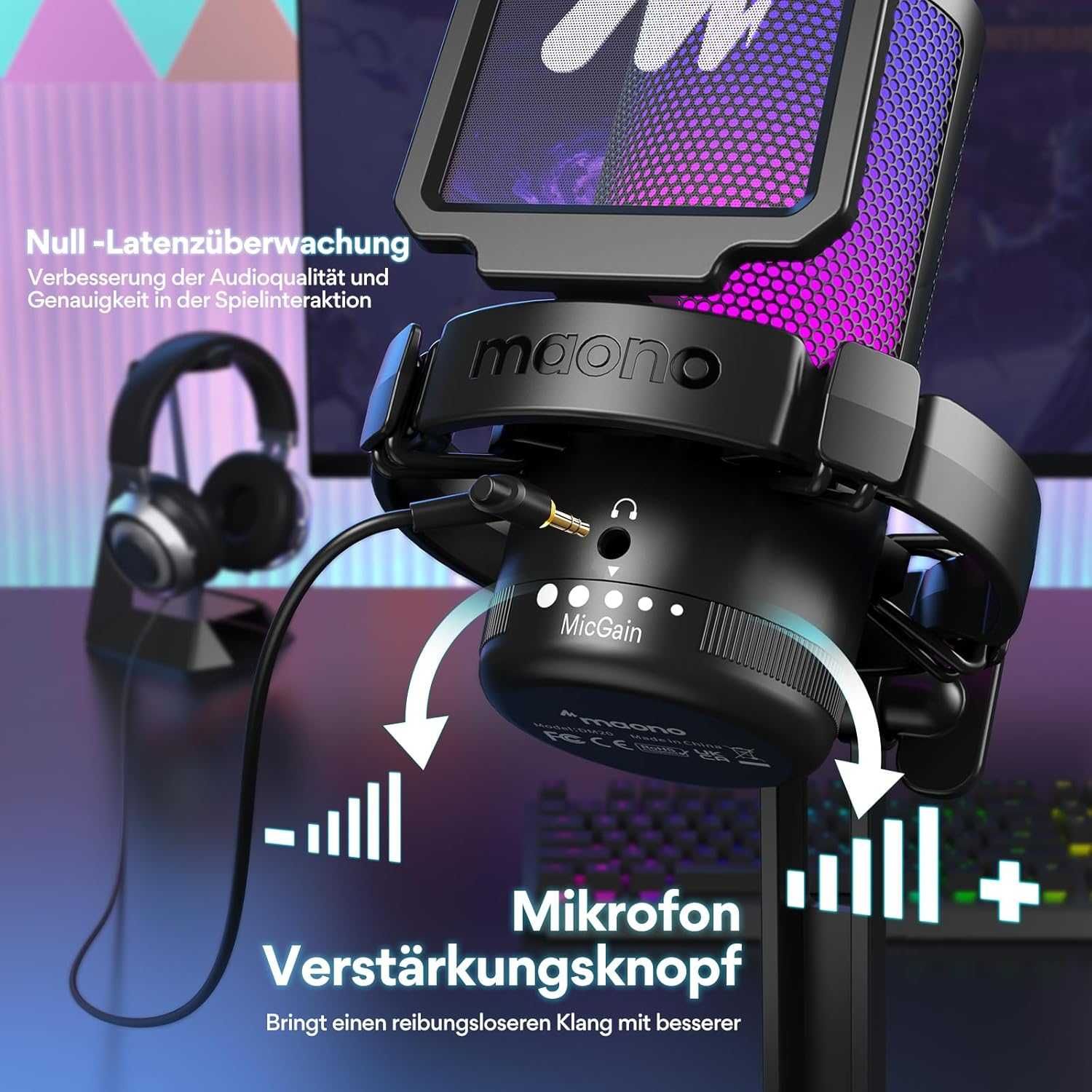 Геймърски микрофон PC Noise Cancelling Стрийинг Подкаст Студио