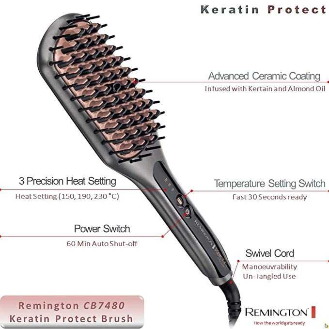 Perie electrica de indreptat parul Remington Keratin Protect
