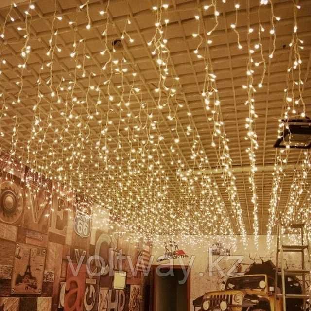 Гирлянда Бахрома LED — 25 метров, 900 ламп, уличная, тёплый свет