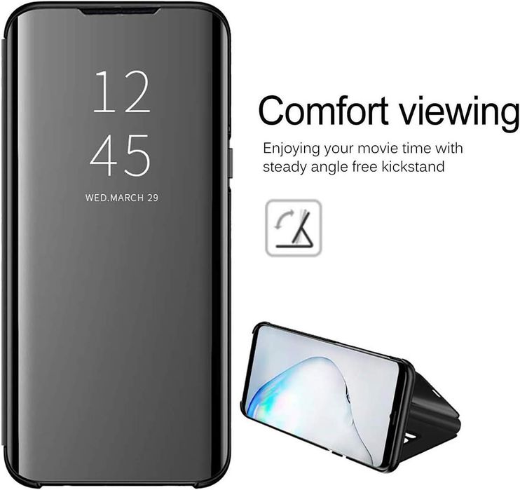 Огледален калъф тип тефтер clear view за samsung galaxy a17 черен