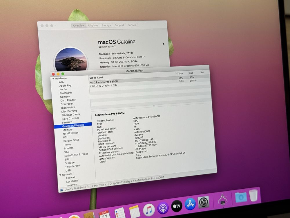 Като Нов *32GB Ram*16’Macbook Pro 16’ 2019/i7-9850H/1TB SSD/5300M