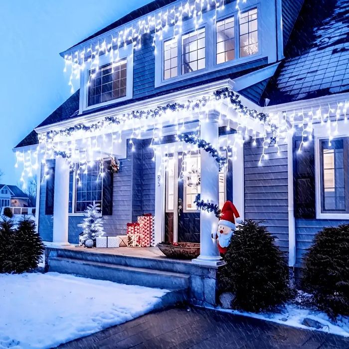 12метра Коледна Инсталация Висящи Лампи Тип Завеса