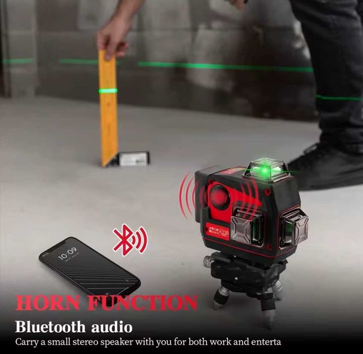 Nivela cu laser și muzică