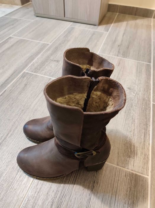 Дамски ботуши - естествена кожа с вълна