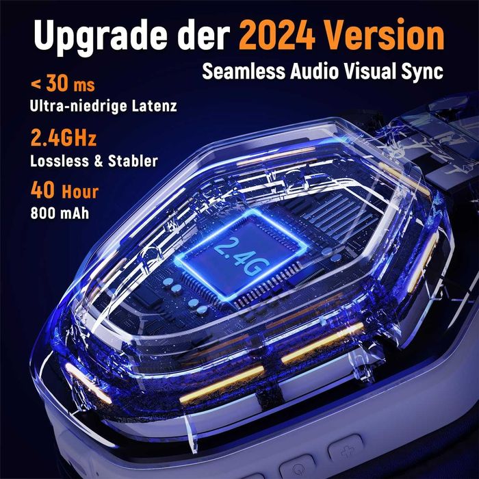 Ozeino безжични геймърски слушалки 2.4GHz + Bluetooth,mic,LED,USB-A/-C