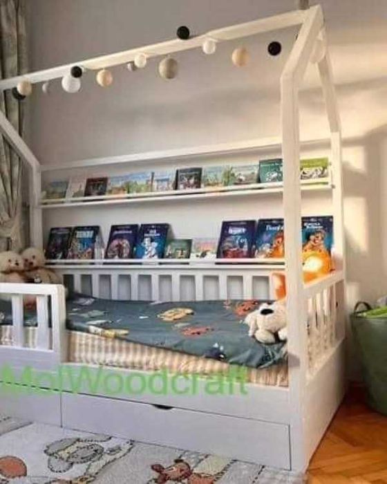 Patut bebe pat casuta pat montessori pat din lemn natural mobila copil