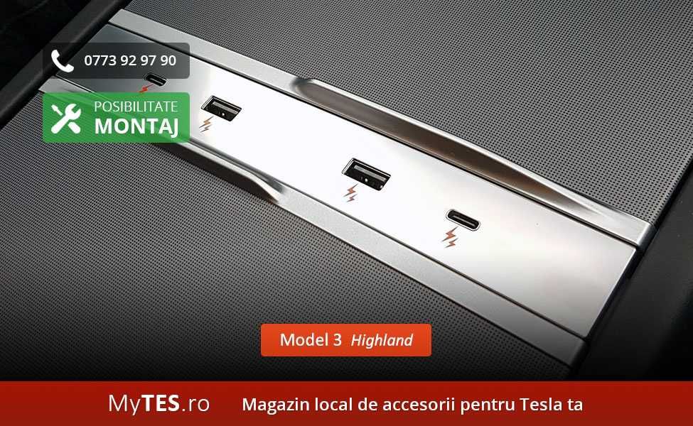 Panou extensie mufe USB - Tesla Model 3 (Highland)