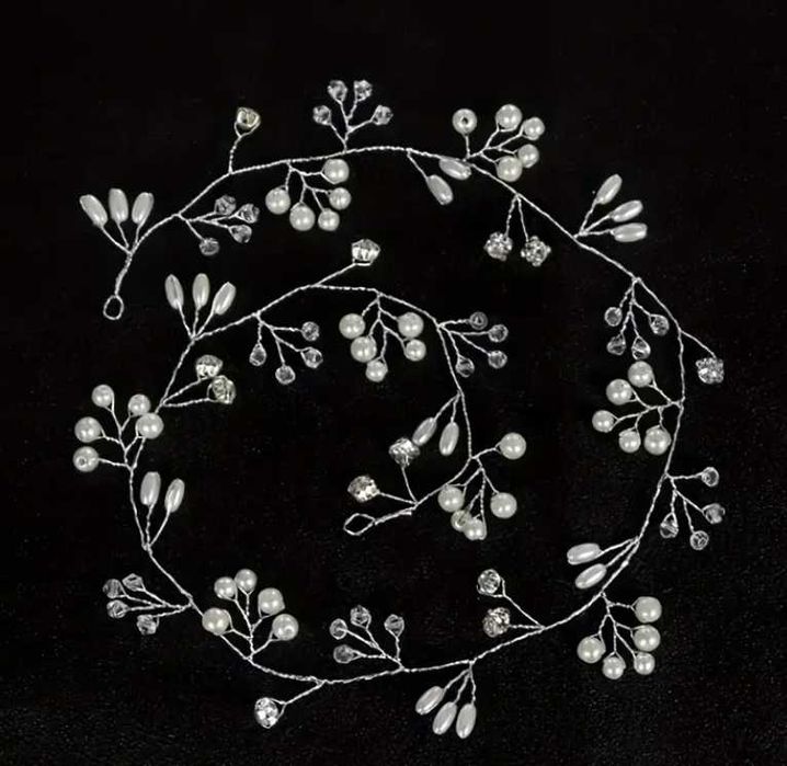 Сребрист аксесоар за коса с перли за Коледа и Нова година парти 2 вида