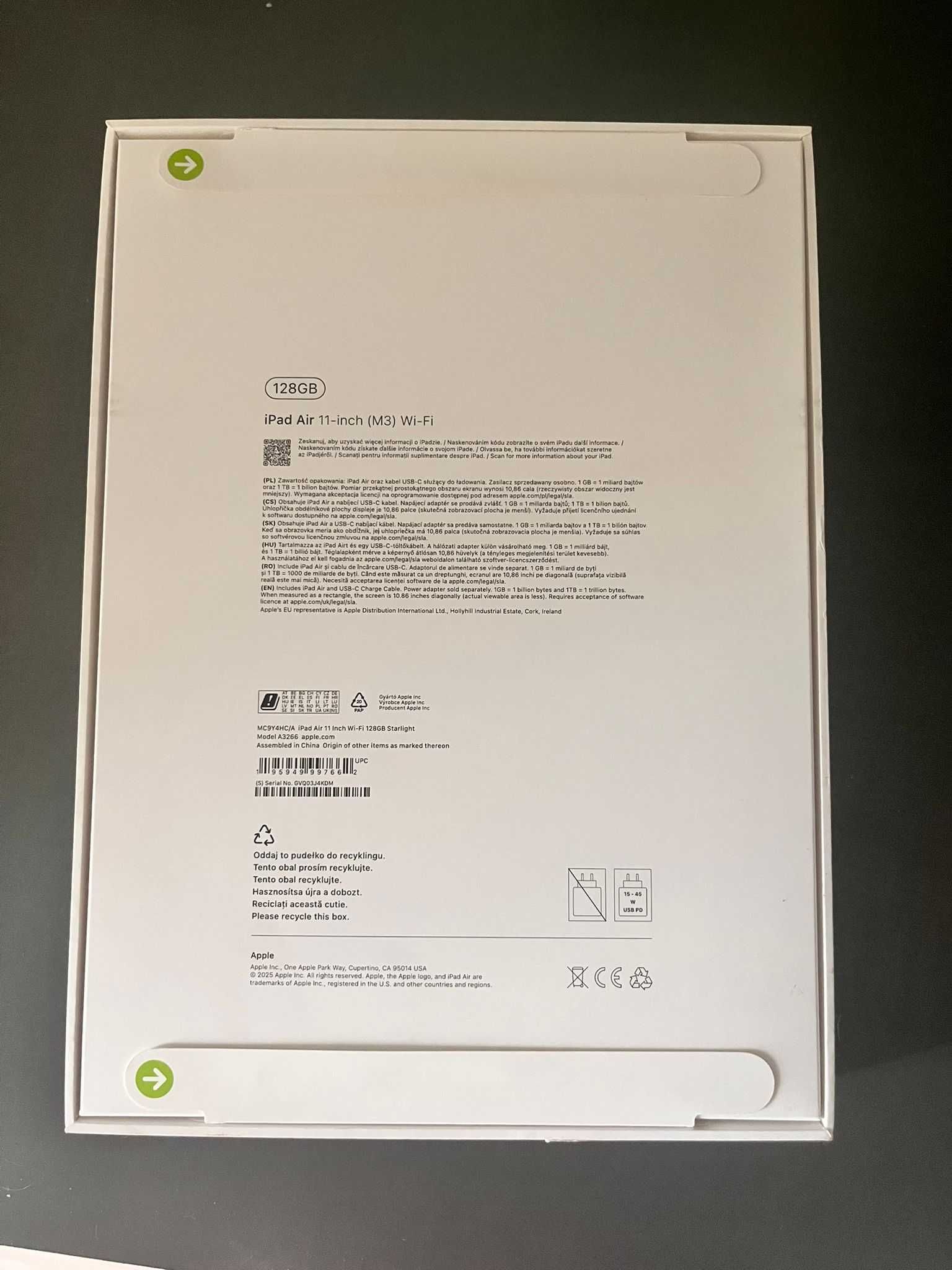 iPad Air M3, 11", 128GB, Wi-Fi, Starlight - NOU, SIGILAT