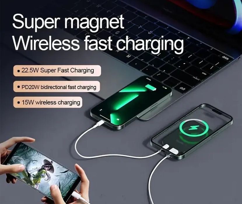 Acumulator Baterie Externa Powerbank wireless cablu 10000mah magnetic