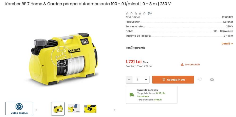Karcher BP 7 Home & Garden pompa autoamorsanta 100litri/min h max 8 m