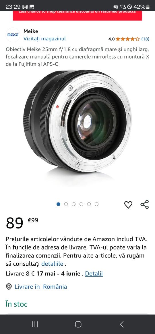Meike 25mm F1.8 Obiectiv cu unghi larg fujifilm x mount