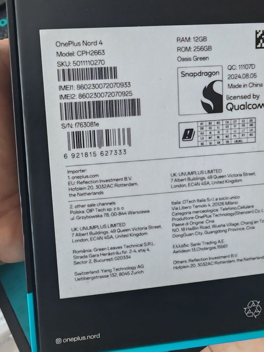 Oneplus Nord 4, 12/256 GB, Nou, Garanție