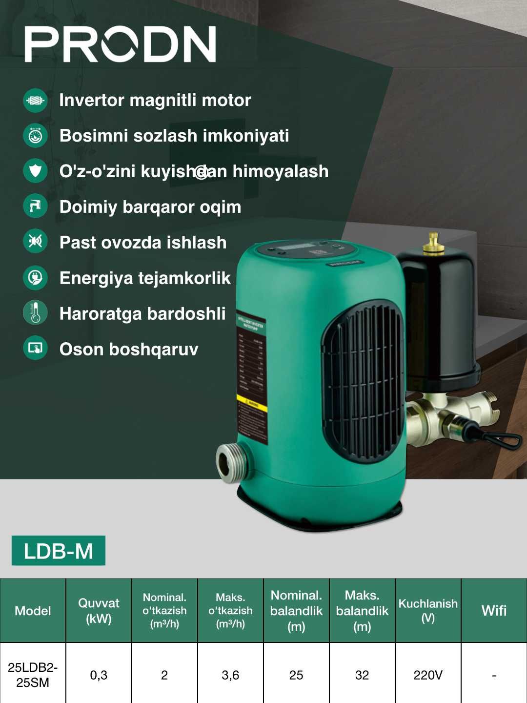 Умный водяной насос Suv nasos Chastotniy 25LDB2-25SM