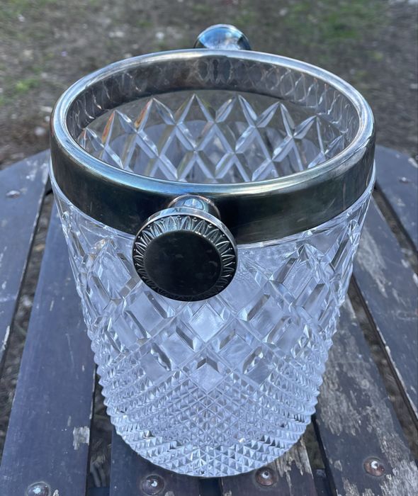 Frapieră pentru șampanie de cristal cu cadru placat argin