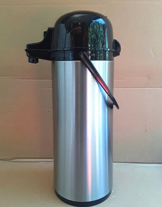 TERMOS INOX MARE 1,8 L cu pompa si mâner pt transport - NOU - 70 Lei