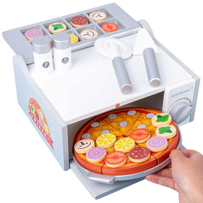 Дървен комплект Пица и Пещ - кулинарна игра с реалистични аксесоари