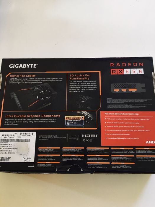 Видео карта AMD RADEON RX550 2gb