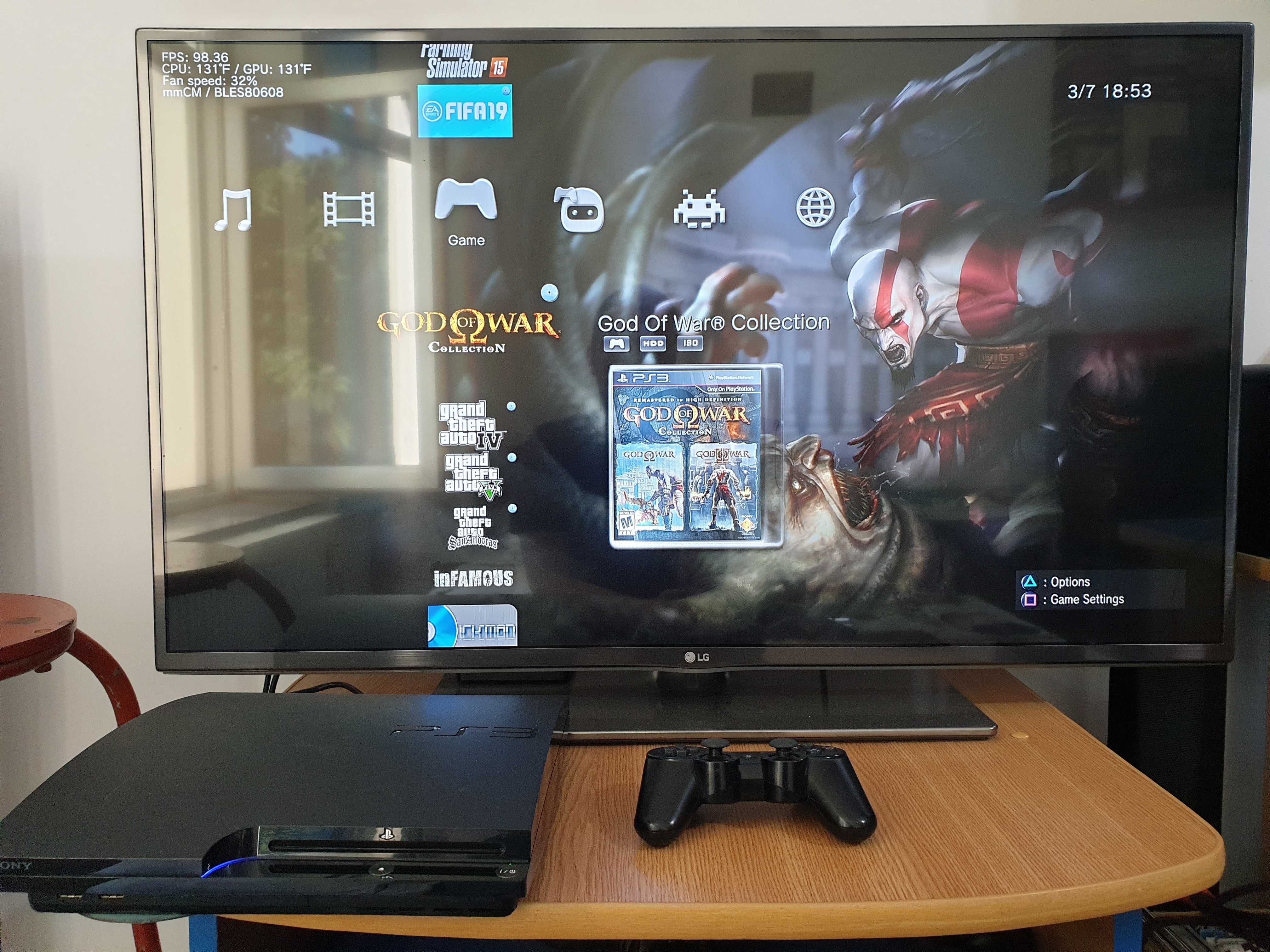PS3 modat CFW 500 GB + 60 jocuri (GTA V, Red Dead, God of War, NFS)