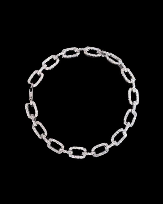 Bratara Chainlink Cu Diamante VVS1 D din argint solid 925 si aur alb