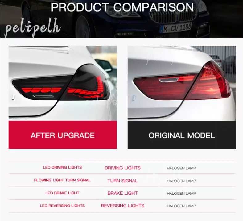 Черни LED задни светлини Динамичен сигнал за BMW 6 Series 2010-2017