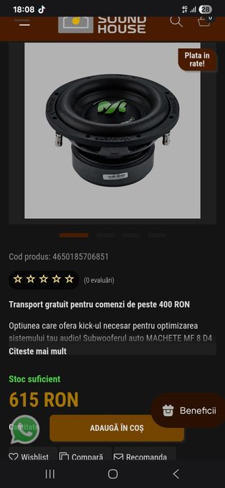Vînd sistem auto  complet pentru bass