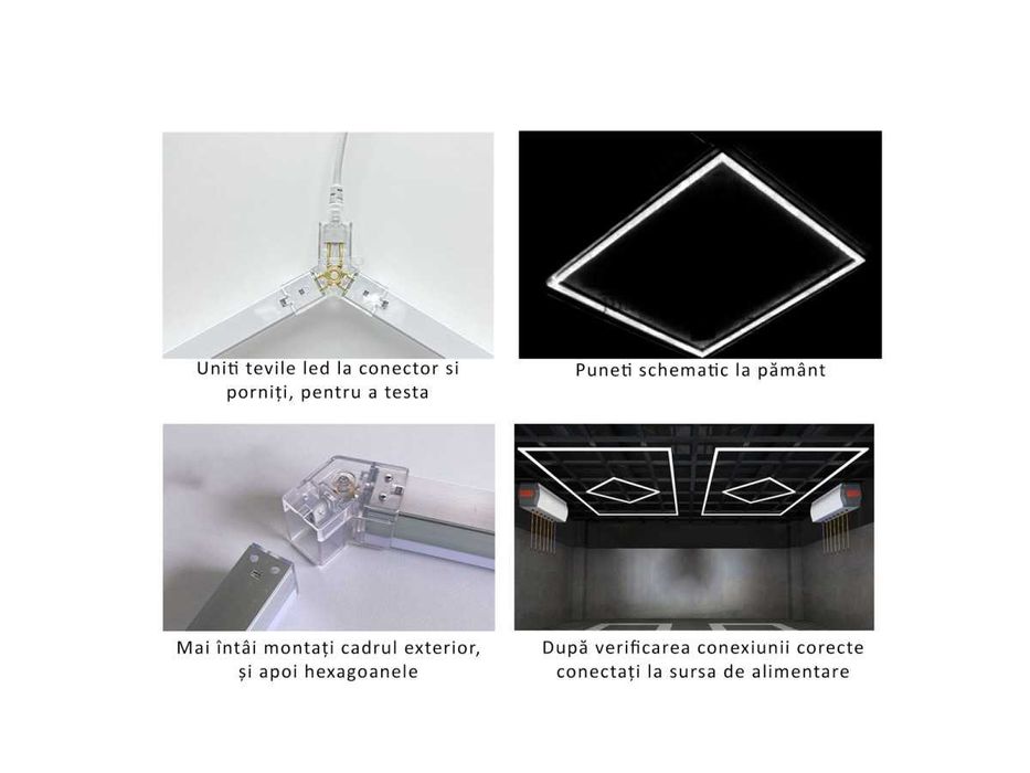 Iluminare romb LED pentru tavane si pereti garaj