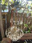 Candelabru vintage bronz cu cristale
