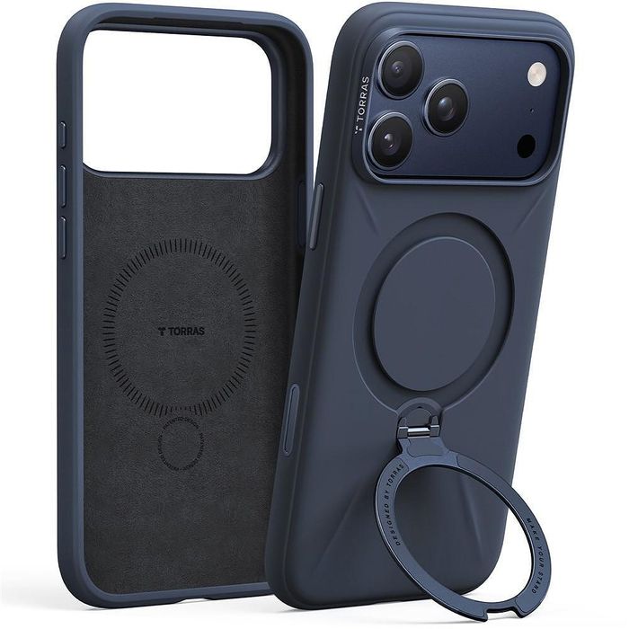 Калъф torras qpro silicone series за iphone 17 pro в тъмносин цвят