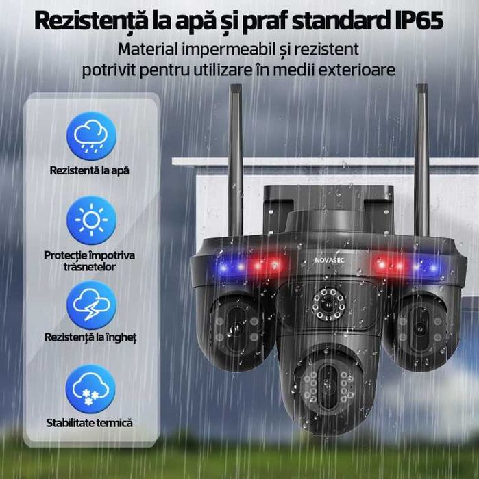 Camera de Supraveghere WiFI, 4 Camere, 20MP, Exterior/Interior, Alarma