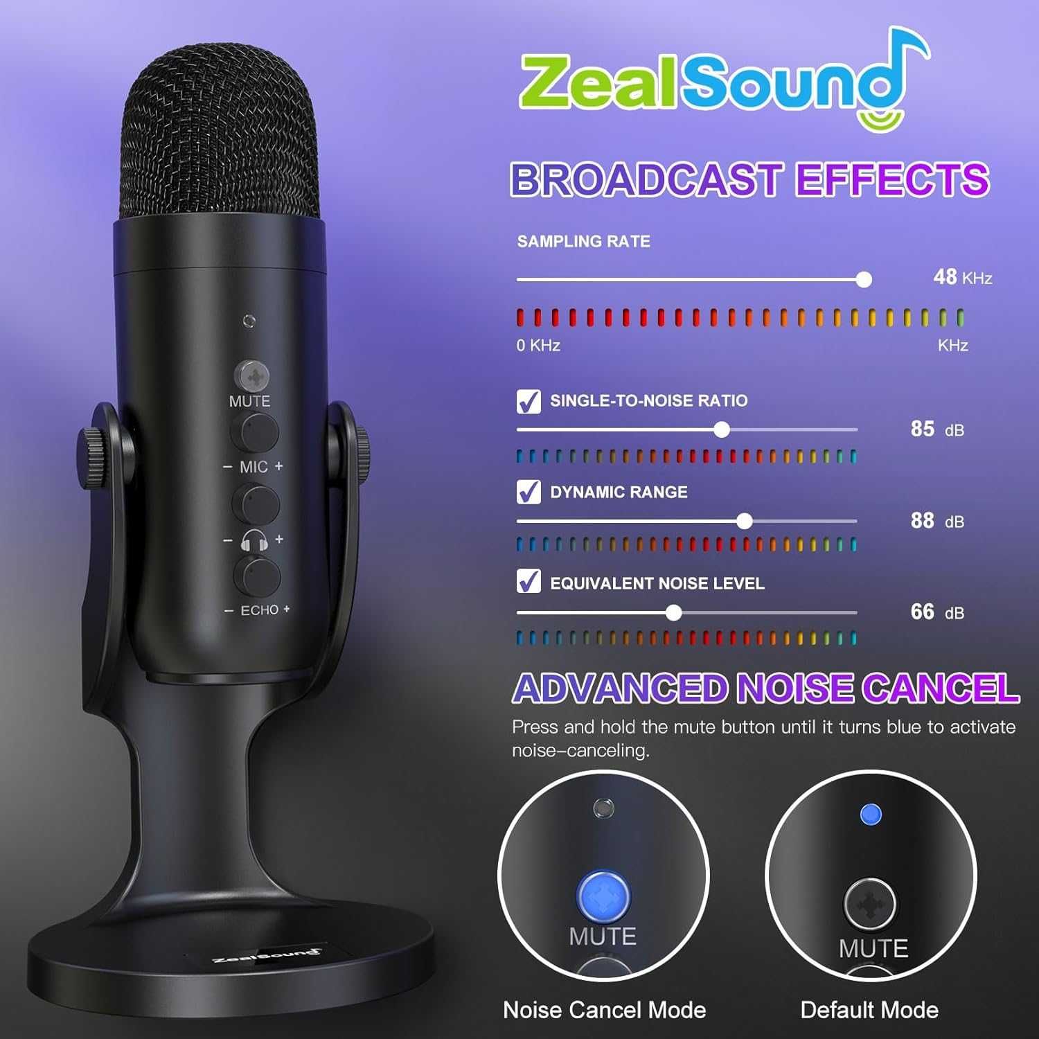 Microfon USB ZealSound K66,condensator PC,telefon,streaming podcast