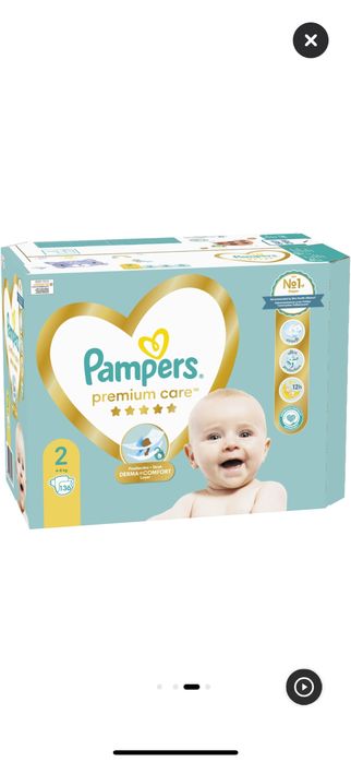 Памперси Pampers premium care 2 136 броя