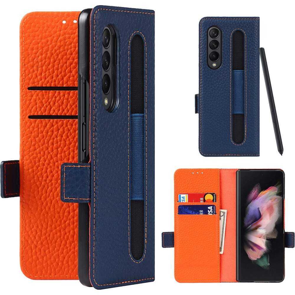 Huse premium flip carte+Folie SAMSUNG Galaxy Z Fold3 5G Fold 4 mod dif