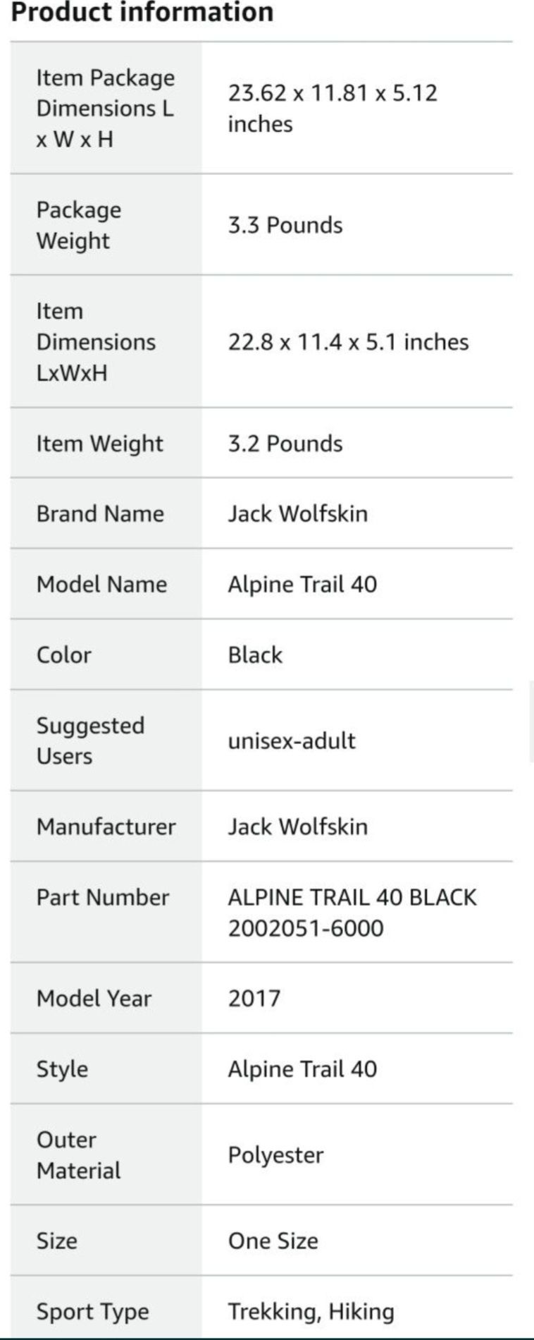 Раница Jack Wolfskin за трекинг и алпинизъм