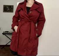 Palton S midi trench coat rosu burgund visiniu