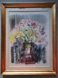 Tablou,acuarelă "Flori de câmp", Maria Constantin (n.1926-d.2012)
