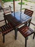 Set mobilier terasă/grădină – 6 seturi, lemn masiv și metal