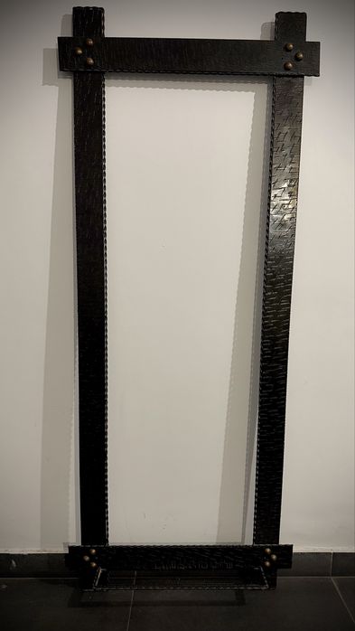 Oglinda vintage fier forjat si suport flori rama oglinda veche anii 60