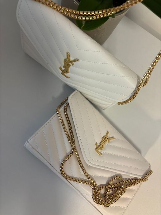 Geanta Ysl alb auriu