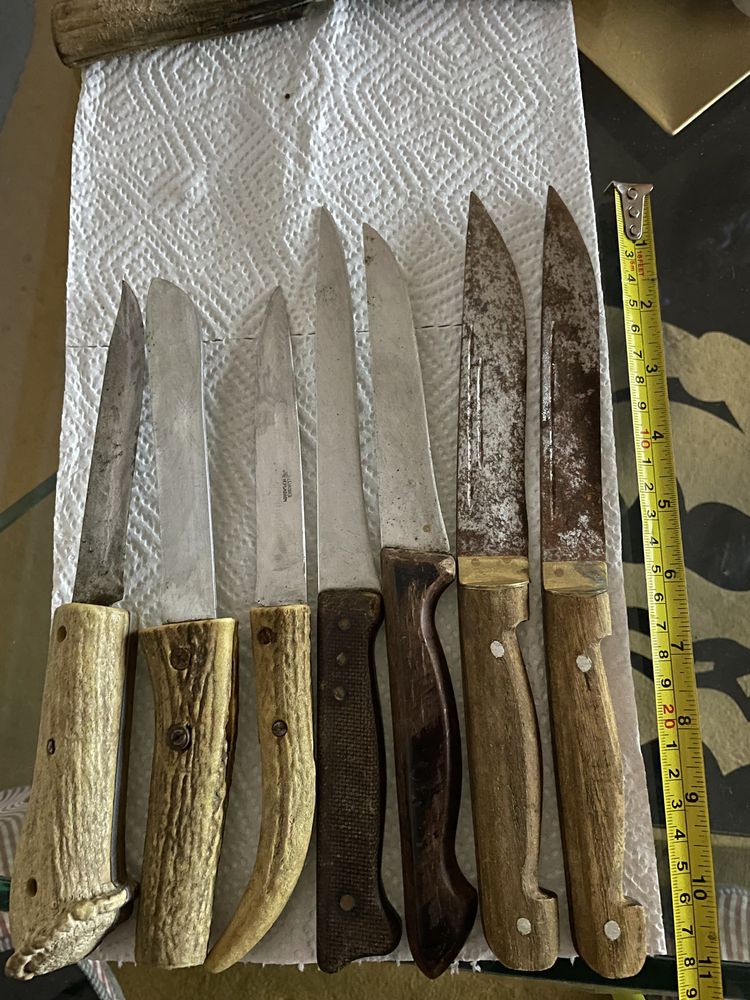 Ножове с дръжки от рог, сгъваеми, ловни и други