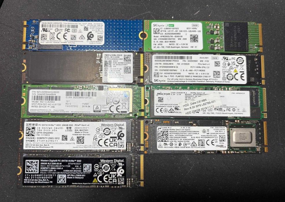 SSD 256GB M2 NVMe, Samsung, Intel, SK Hynix,Micron-perfect functionale
